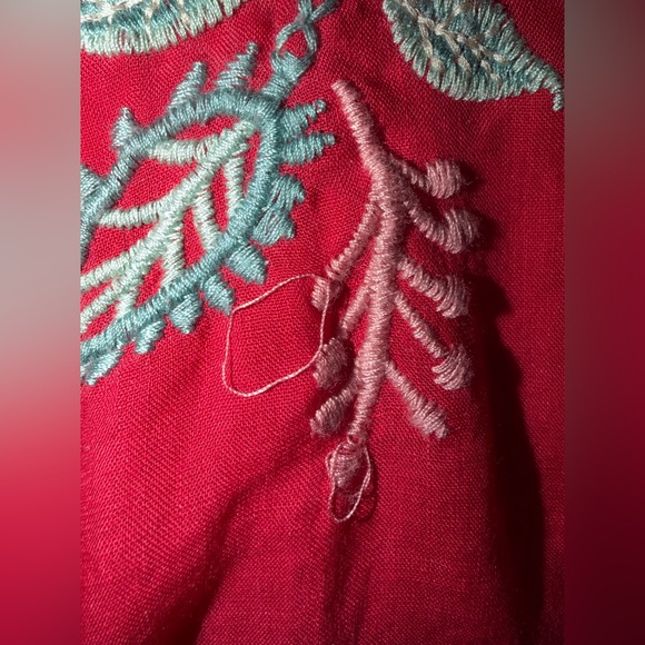 Johnny Was Red Floral Embroidered Mini Dress, XLP - Picture 14 of 14